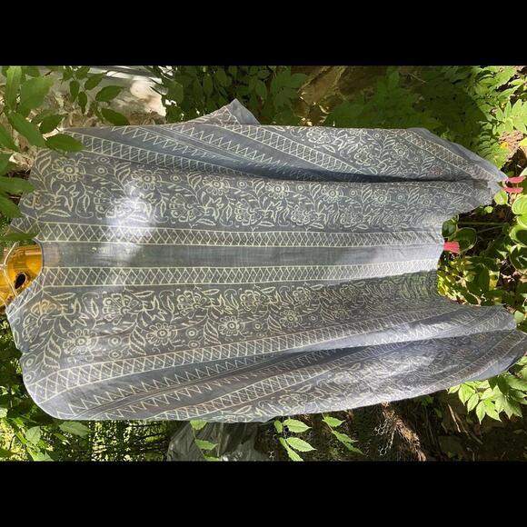 Modena Women’s Kimono with  Blue and white floral geometric with Tassels OS - Picture 7 of 12